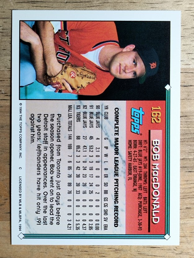 1994 Topps #162 Bob MacDonald
