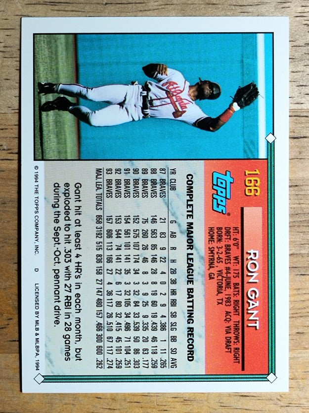 1994 Topps #166 Ron Gant