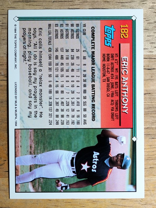1994 Topps #182 Eric Anthony