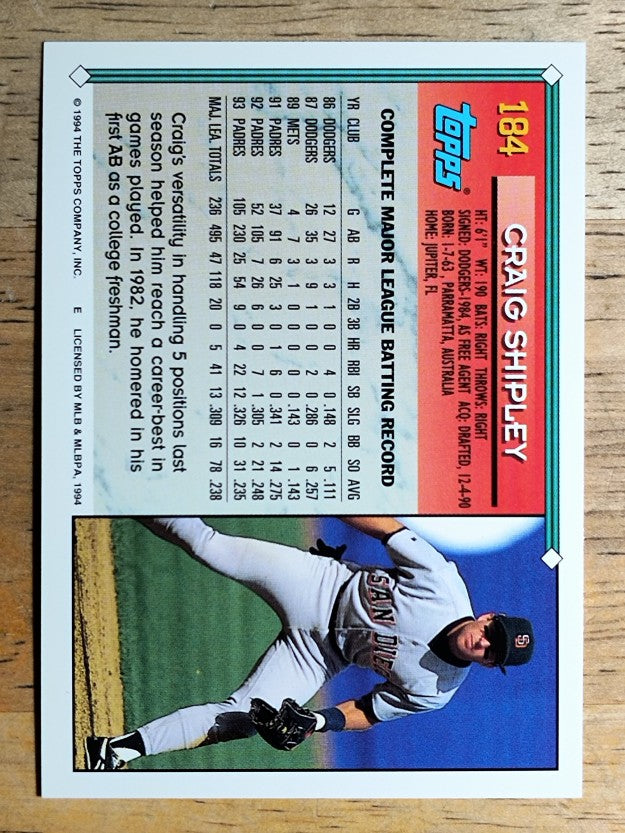 1994 Topps #184 Craig Shipley