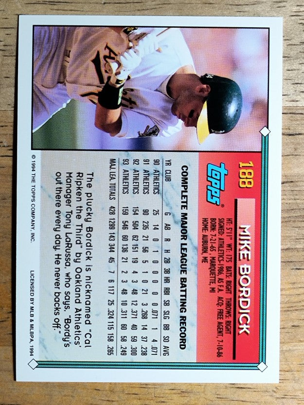 1994 Topps #188 Mike Bordick