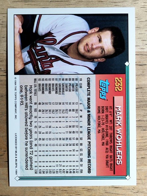 1994 Topps #232 Mark Wohlers