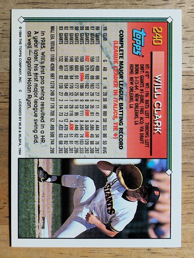 1994 Topps #240 Will Clark