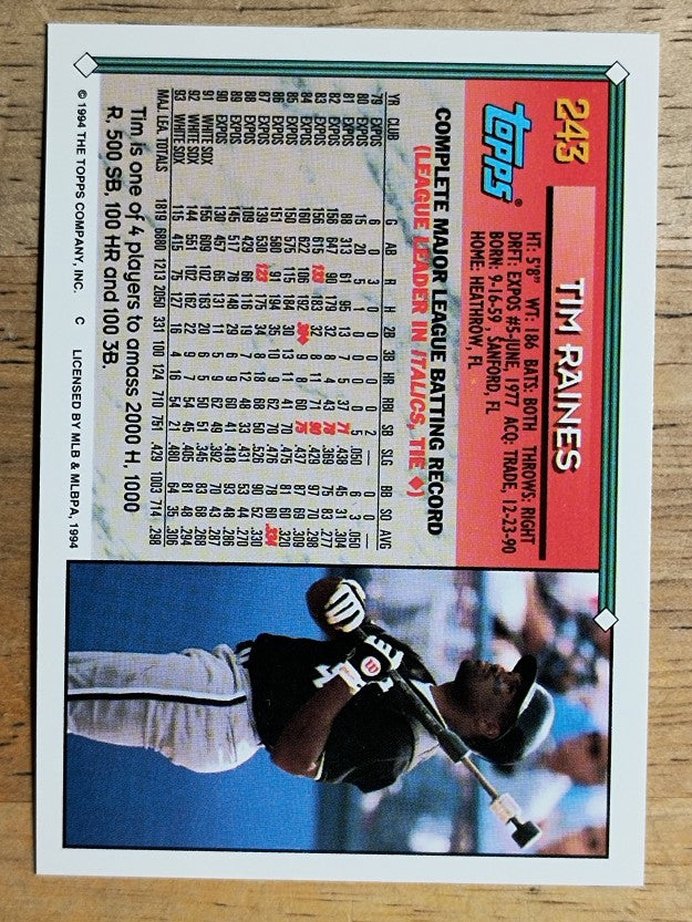 1994 Topps #243 Tim Raines