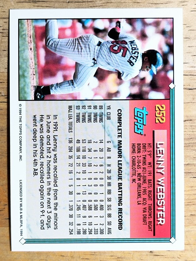 1994 Topps #252 Lenny Webster