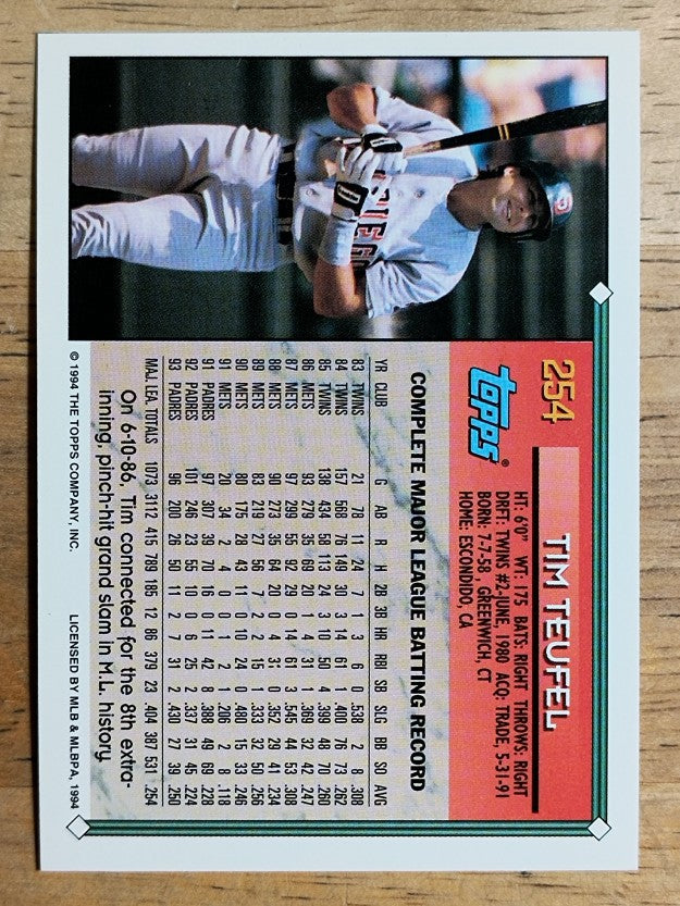 1994 Topps #254 Tim Teufel