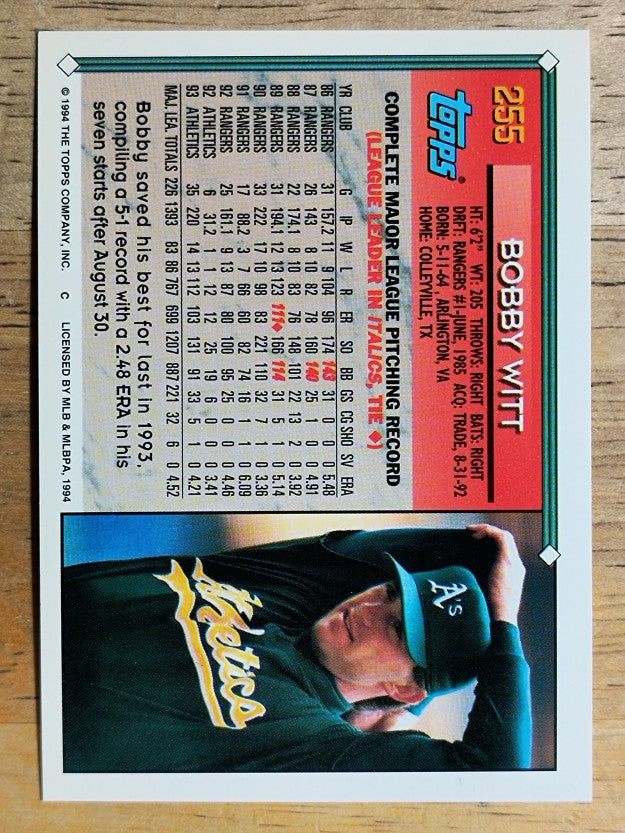 1994 Topps #255 Bobby Witt