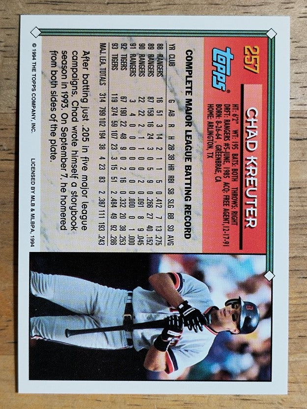 1994 Topps #257 Chad Kreuter