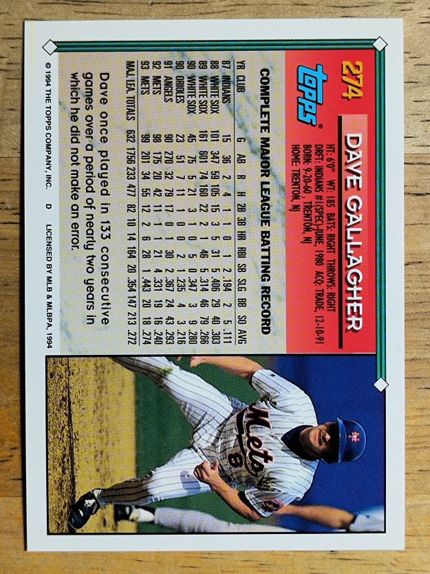 1994 Topps #274 Dave Gallagher