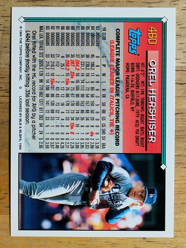 1994 Topps #460 Orel Hershiser