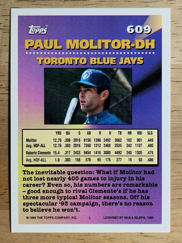 1994 Topps #609 Paul Molitor MOG