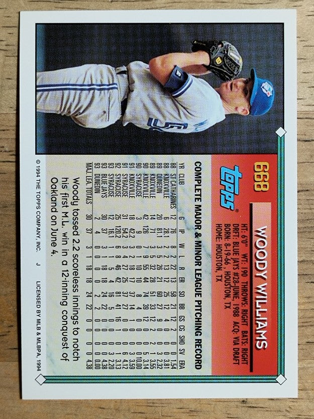 1994 Topps #668 Woody Williams