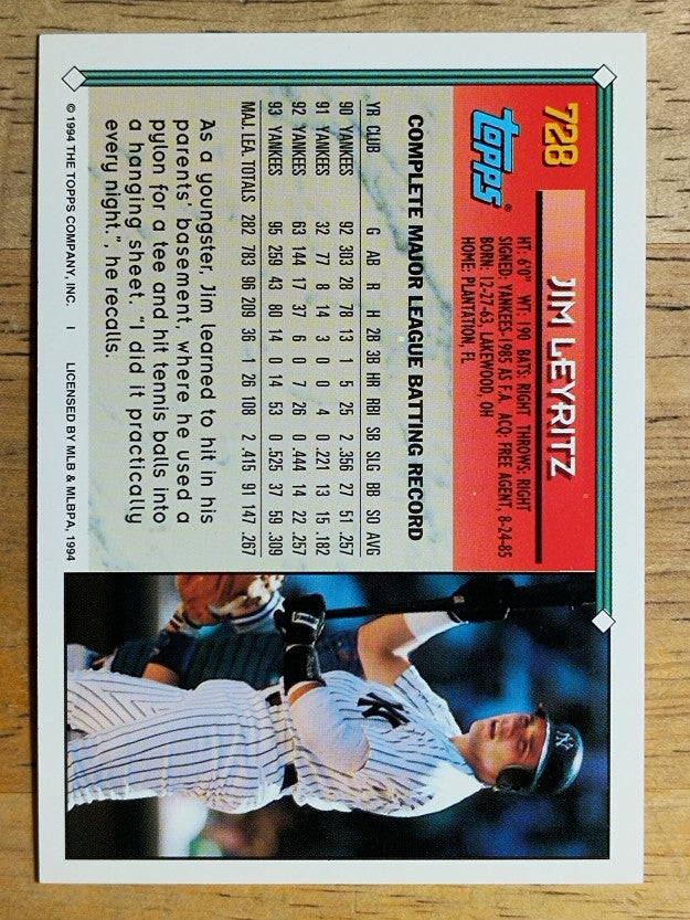 1994 Topps #728 Jim Leyritz