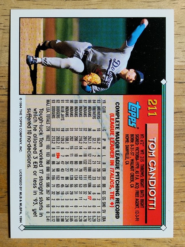 1994 Topps Gold #211 Tom Candiotti