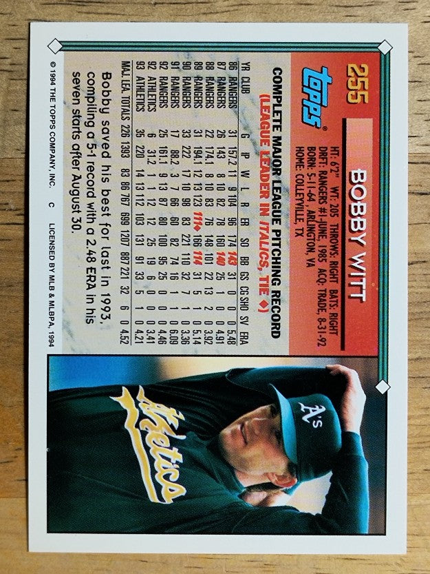 1994 Topps Gold #255 Bobby Witt