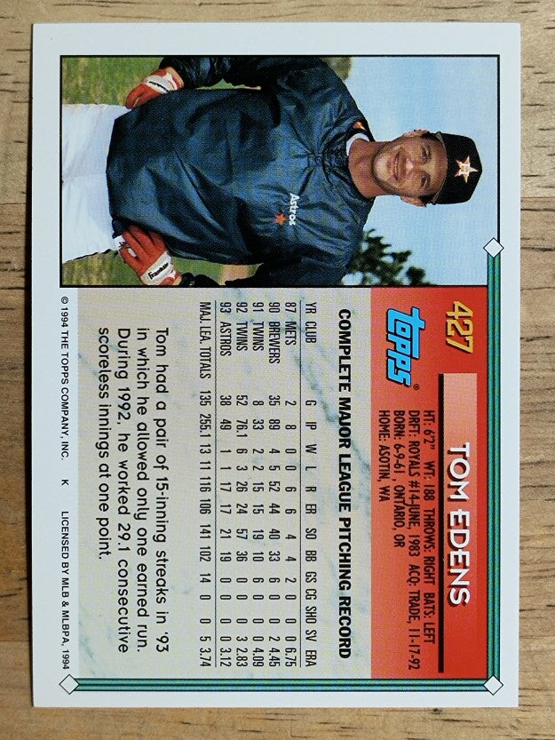 1994 Topps Gold #427 Tom Edens