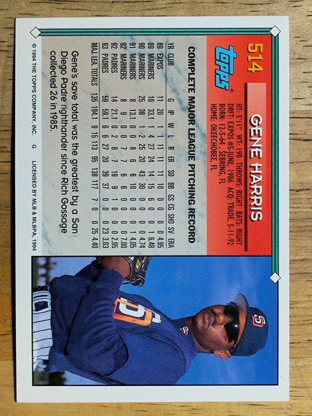 1994 Topps Gold #514 Gene Harris