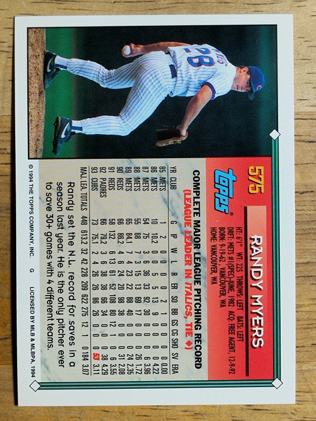1994 Topps Gold #575 Randy Myers