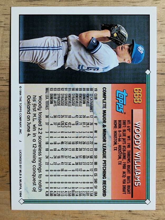 1994 Topps Gold #668 Woody Williams