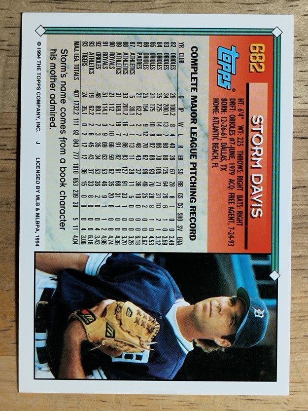 1994 Topps Gold #682 Storm Davis
