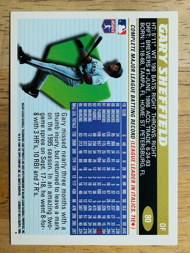 1996 Topps #80 Gary Sheffield