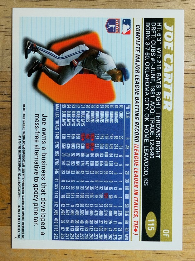 1996 Topps #115 Joe Carter