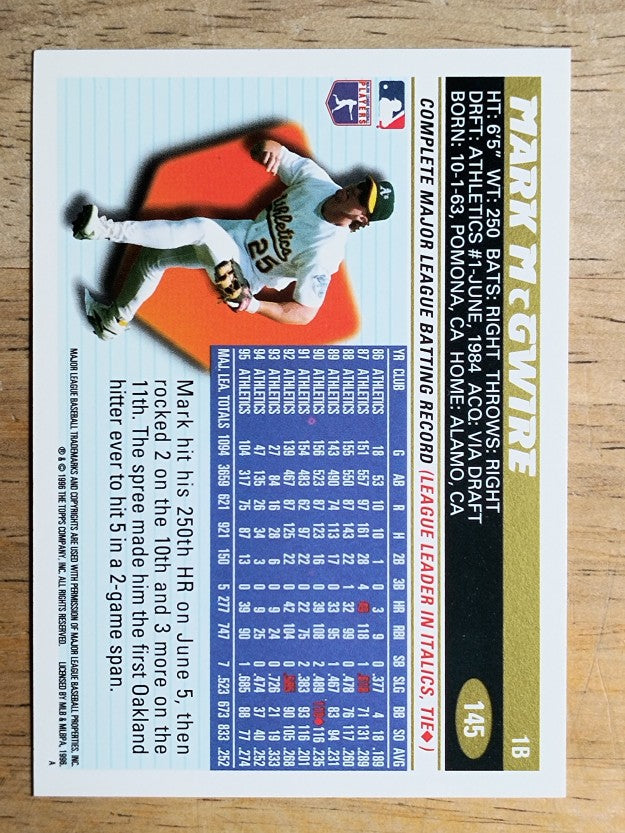 1996 Topps #145 Mark McGwire