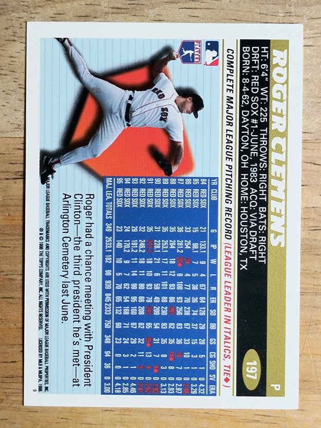 1996 Topps #197 Roger Clemens