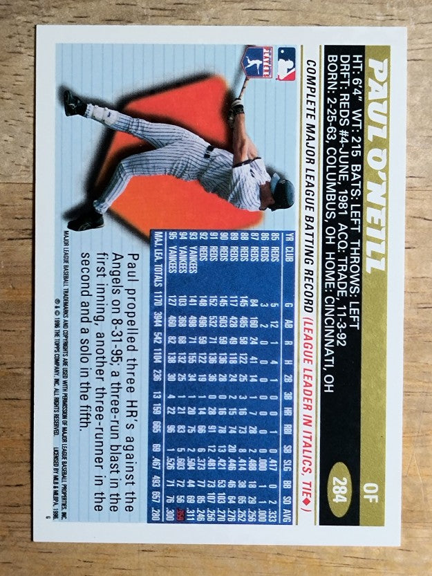 1996 Topps #284 Paul O'Neill