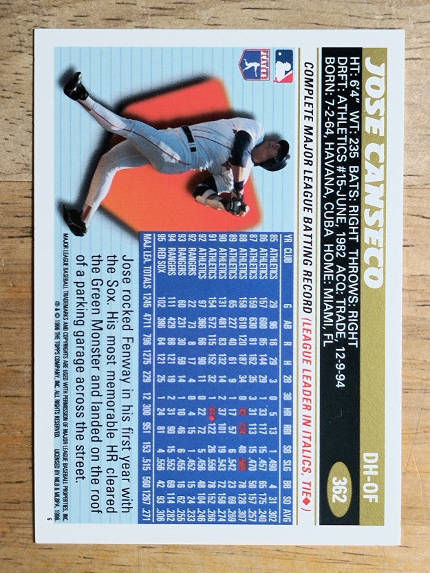 1996 Topps #362 Jose Canseco