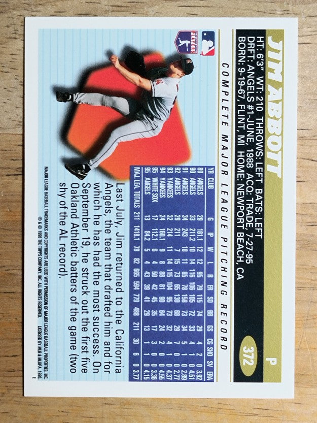 1996 Topps #372 Jim Abbott