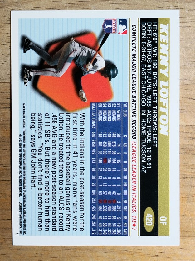1996 Topps #420 Kenny Lofton