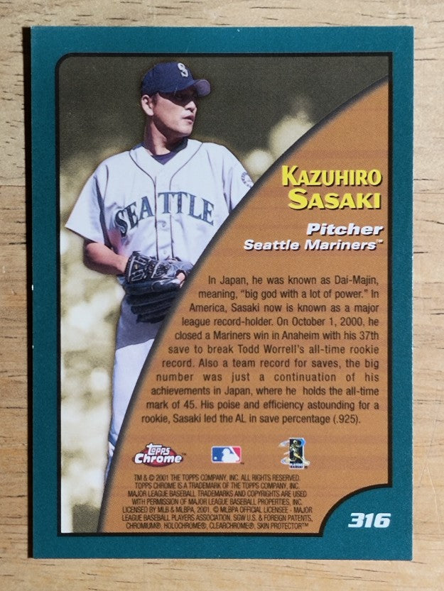 2001 Topps Chrome #316 Kazuhiro Sasaki SH