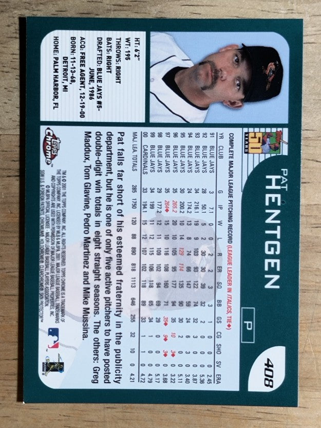 2001 Topps Chrome #408 Pat Hentgen