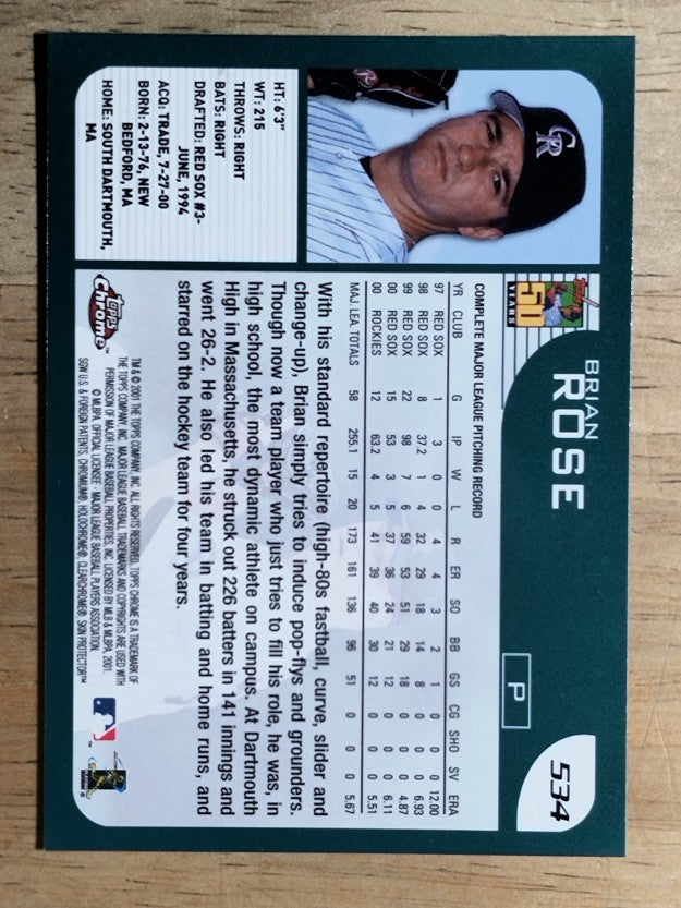 2001 Topps Chrome #534 Brian Rose