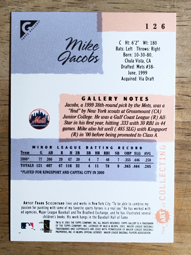 2001 Topps Gallery #126 Mike Jacobs RC