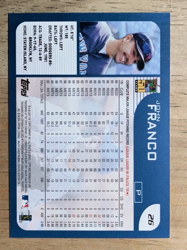 2001 Topps Opening Day #26 John Franco