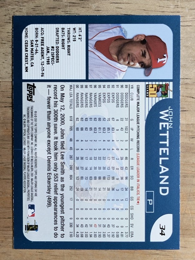 2001 Topps Opening Day #34 John Wetteland