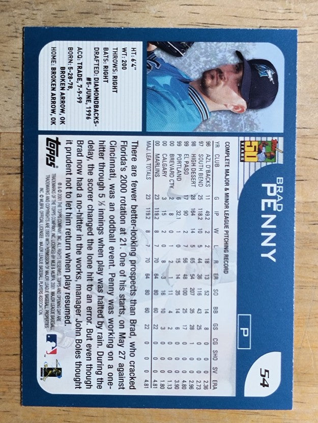 2001 Topps Opening Day #54 Brad Penny