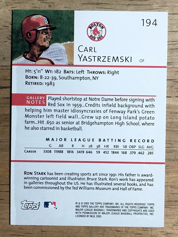 2003 Topps Gallery #194 Carl Yastrzemski RET