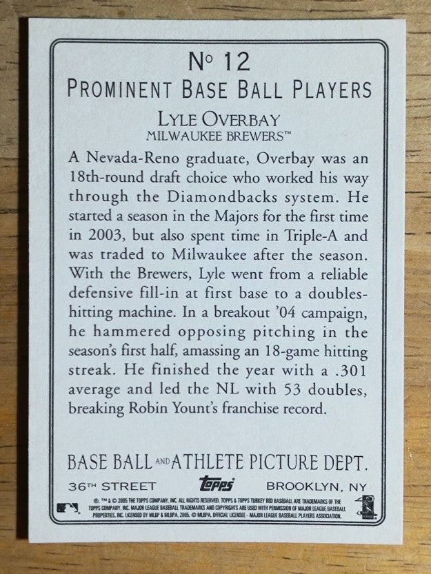 2005 Topps Turkey Red #12 Lyle Overbay