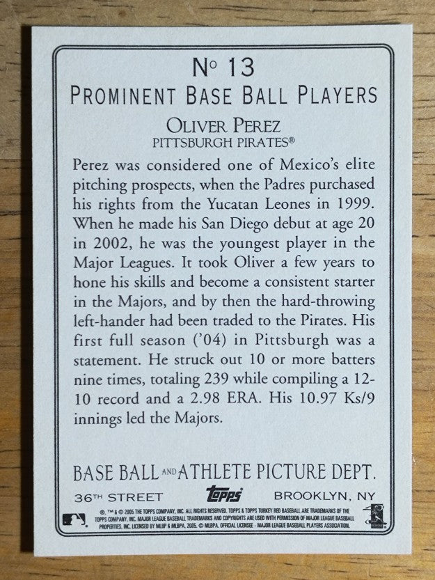 2005 Topps Turkey Red #13 Oliver Perez