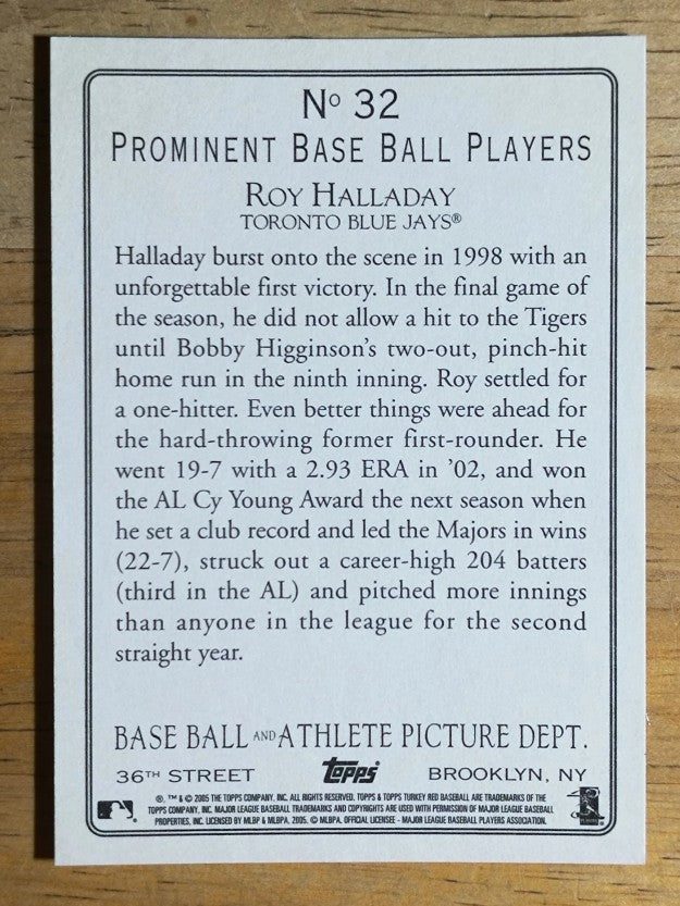 2005 Topps Turkey Red #32 Roy Halladay