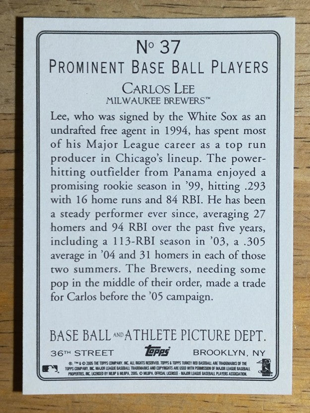 2005 Topps Turkey Red #37 Carlos Lee