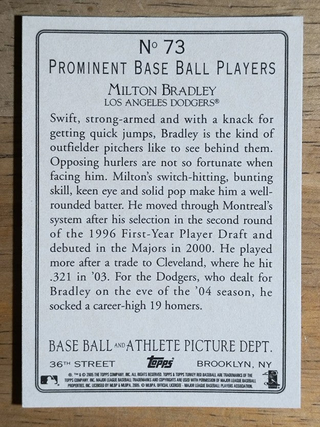2005 Topps Turkey Red #73 Milton Bradley