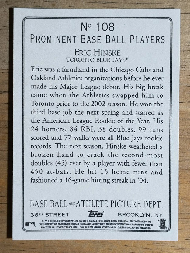 2005 Topps Turkey Red #108 Eric Hinske