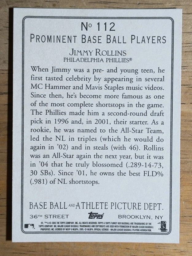 2005 Topps Turkey Red #112 Jimmy Rollins