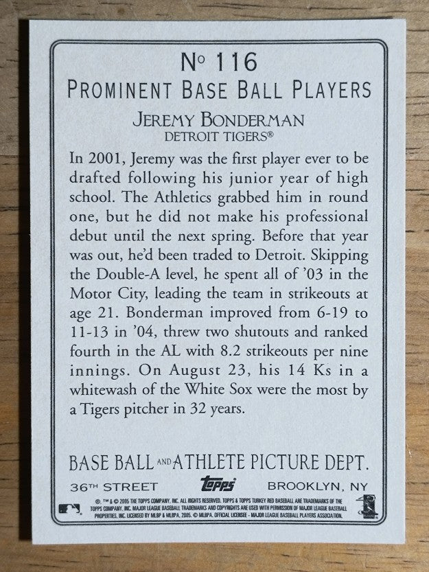 2005 Topps Turkey Red #116 Jeremy Bonderman