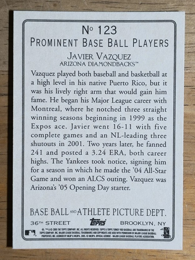 2005 Topps Turkey Red #123 Javier Vazquez