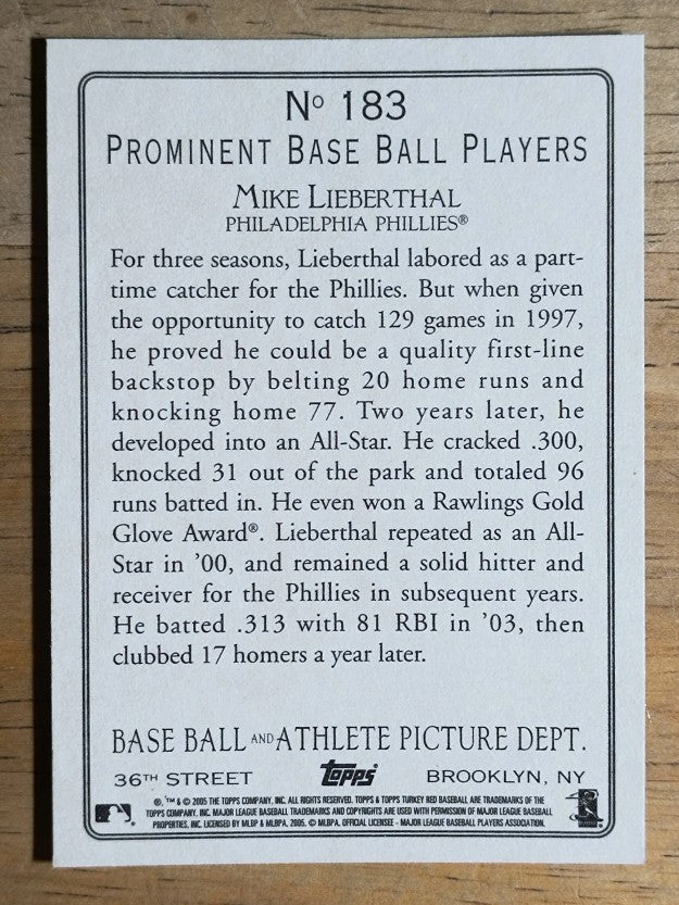 2005 Topps Turkey Red #183 Mike Lieberthal